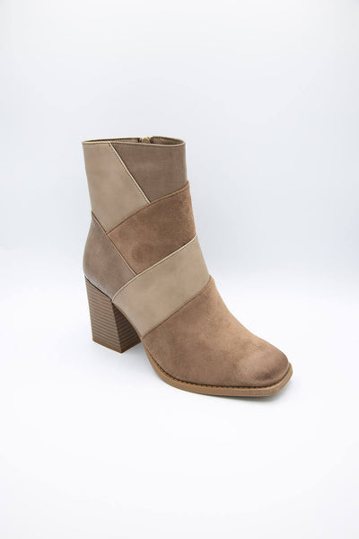 Pierre Dumas Cammy Patch Booties for Women in Taupe