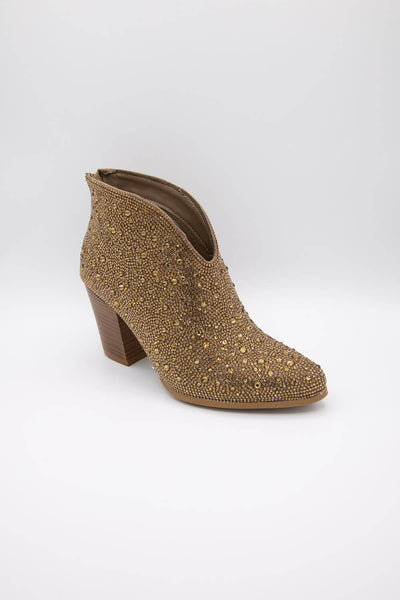 Pierre Dumas Ryder Rhinestone Ankle Cowboy Booties for Women in Gold