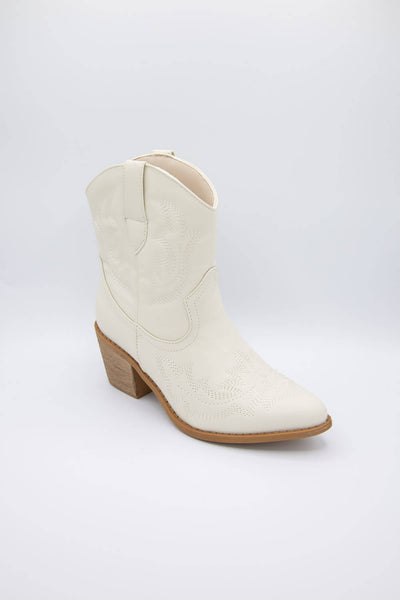 Pierre Dumas Wilder Cowboy Booties for Women in Cream