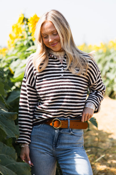 Piper Henley Shirt for Women in Dark Wine