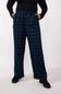 Plaid Trouser Pants for Women in Navy/Green Check