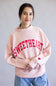 1897 Active Sweetheart Patch Embroidered Mock Neck Sweatshirt for Women in Pink/Red