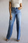 Risen Mid Rise Tummy Control Wide Leg Jeans for Women