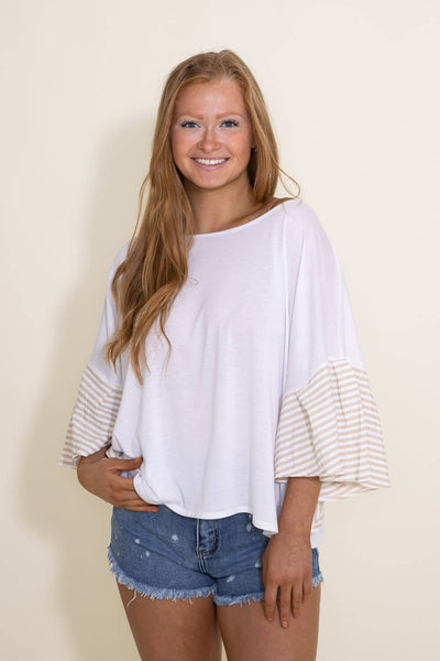 Ruffle Sleeve Cover Up Top for Women in Beige