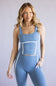 Simply Southern Seamed Workout Top for Women in Blue/White