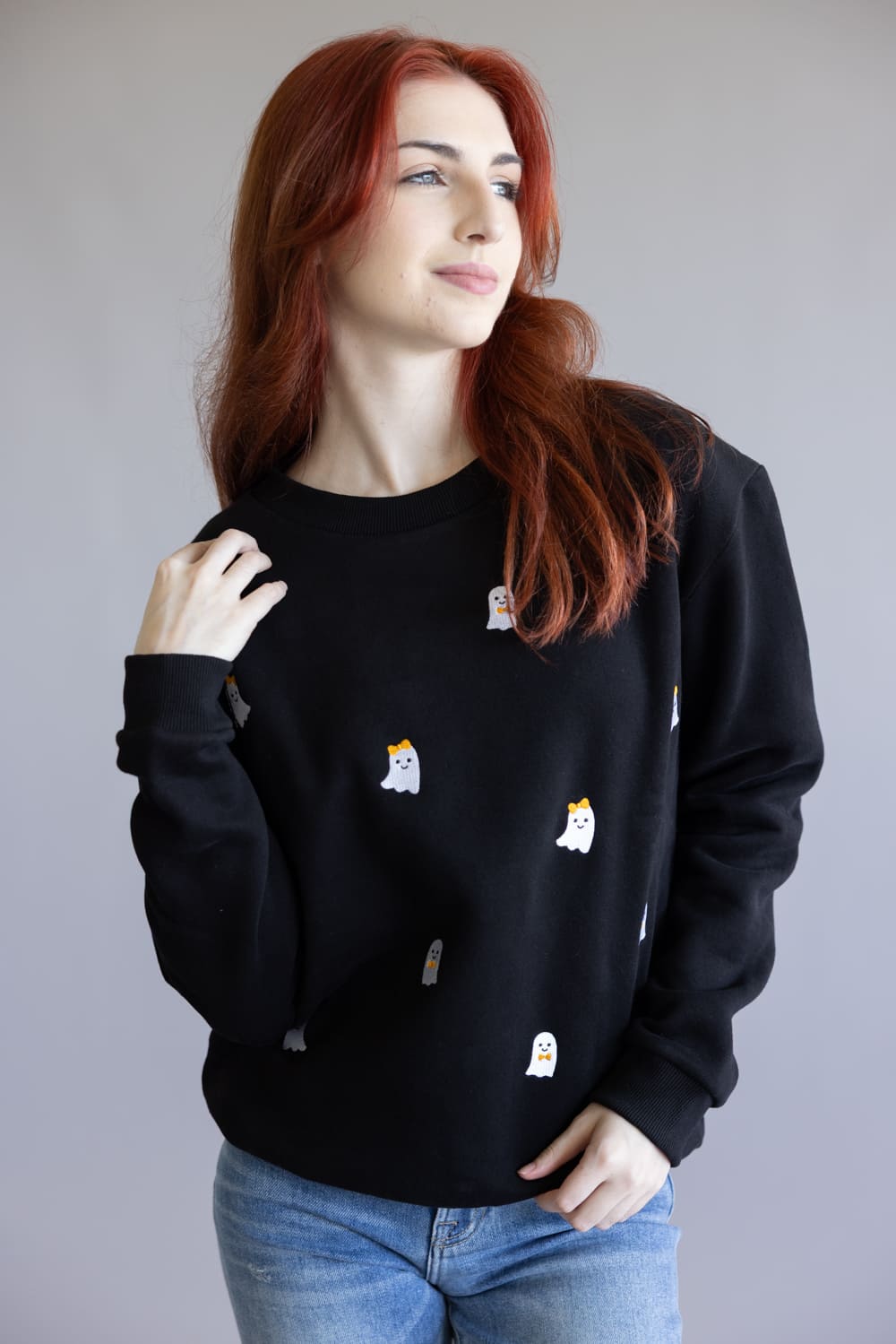 Simply Southern Embroidered Dilara Ghost Crewneck for Women in