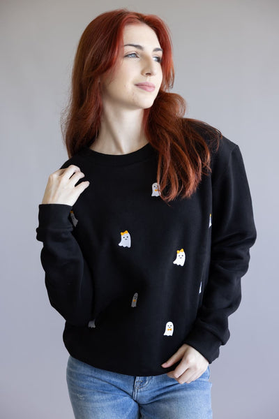 Simply Southern Embroidered Dilara Ghost Crewneck for Women in