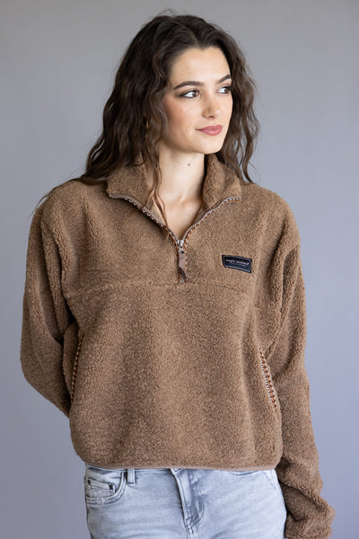 Simply Southern Taylor ½ Zip Pullover for Women in Latte