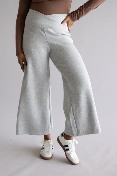 Simply Southern Wide Leg Lounge Pants for Women in Heather Grey