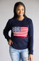Simply Southern Preppy USA Flag Sweater for Women in Navy