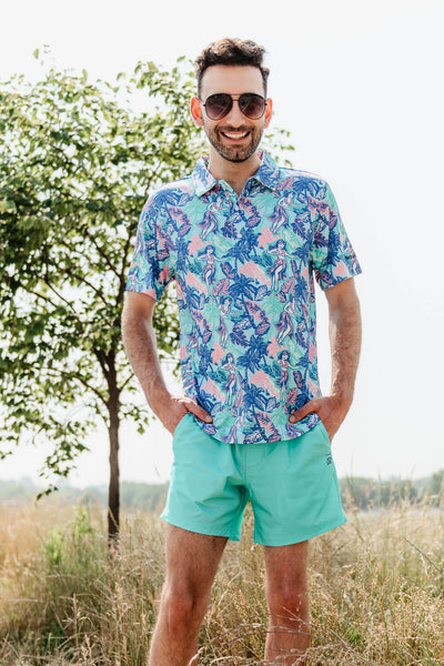 Party Pants Solid Sport Shorts for Men in Teal