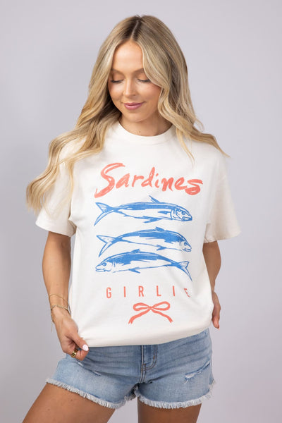 Sardines Girlie Oversized T-Shirt for Women in Ivory