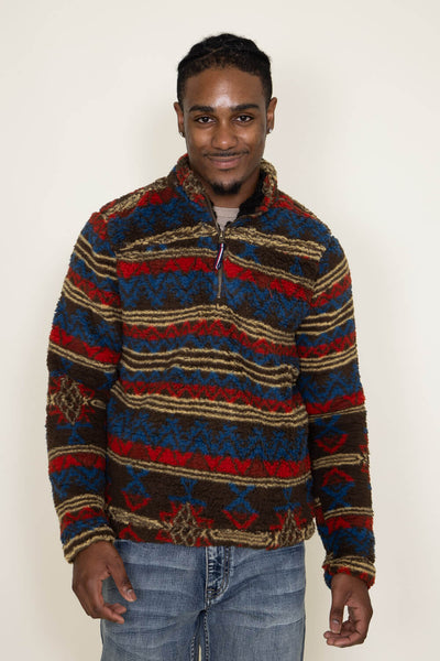 Sherpa 1/4 Zip for Men in Brown Multi