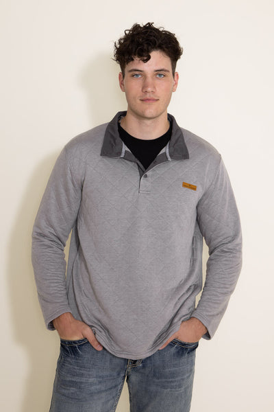 Men's Simply Southern 1/4 Button Quilted Pullover for Men in Dove