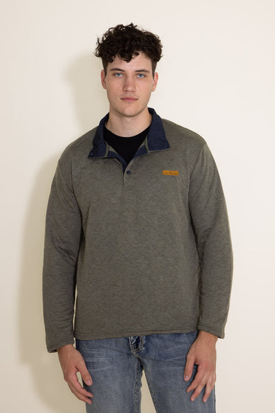 Men's Simply Southern 1/4 Button Quilted Pullover for Men in Forest