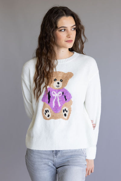 Simply Southern Anastasia Crew Neck Sweater for Women in Cream | PP-0225-SWTR-ANASTASIA-SCHL