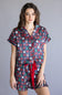 Simply Southern Holiday Pajama Shorts Set for Women in Black Multi