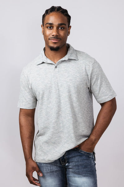 Simply Southern Knit Polo Shirt for Men in Grey