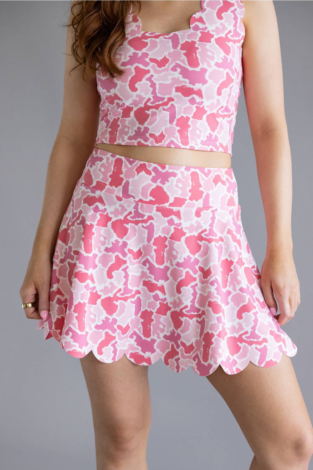 Simply Southern Scalloped Skirt for Women in Pink Camo