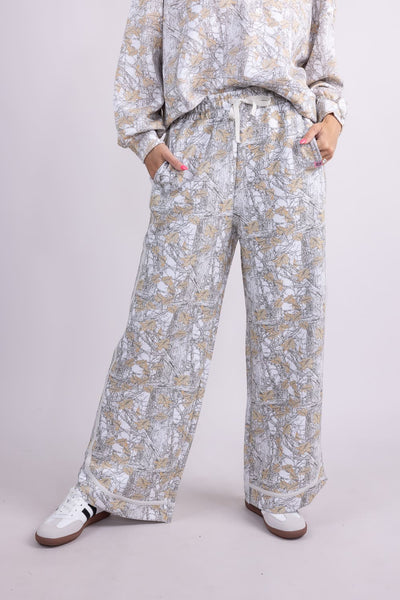 Womens Simply Southern Sloan Modal Pants for Women in White Camo