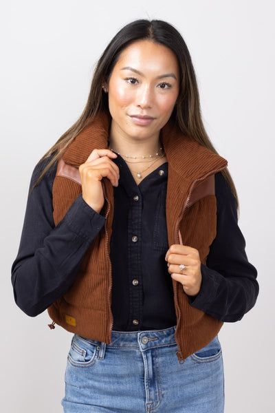 Simply Southern Women s Cordy Cropped Corduroy Vest