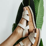 Soda Clever Criss Cross Platform Sandals for Women in Beige