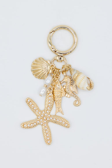 Starfish Shell Pearl Purse Charm in Gold