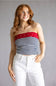 Striped Polka Dot Strapless Top for Women in Navy/Off White