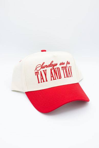 Sundays Are For Tay And Trav Trucker Hat for Women in Red/Tan