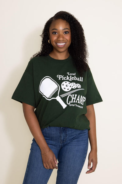 Local Pickleball Champ Graphic T-Shirt for Women in Green