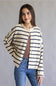 Things Between Wide Striped Piper Cardigan for Women in Natural/Navy