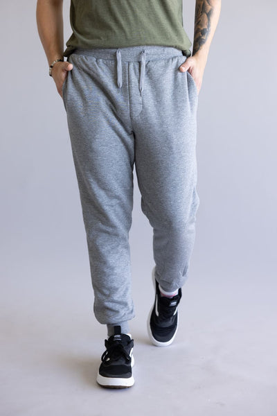 Sherpa Lined Joggers for Men in Heather Grey