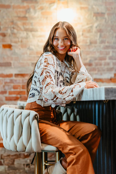 Taylor Crochet Top for Women in Natural
