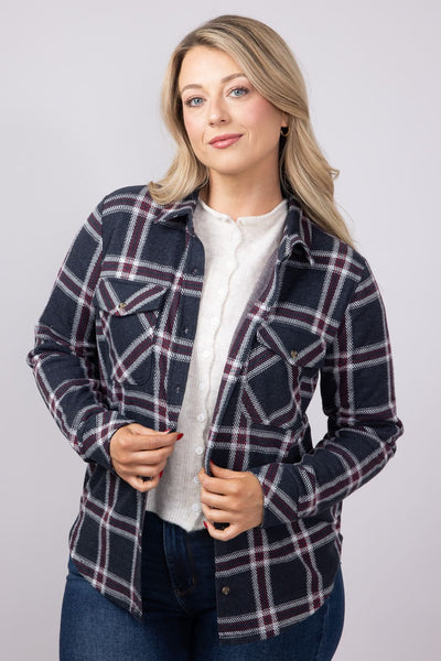Thread & Supply Cassin Soft Luxe Button Up Shirt in Black Red Plaid
