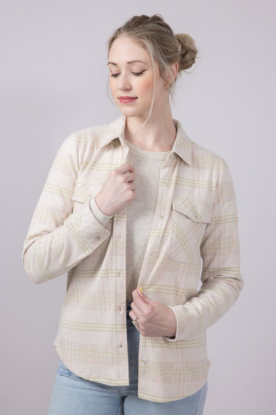 Thread & Supply Cassin Soft Luxe Button Up Shirt in Cream Multi Plaid