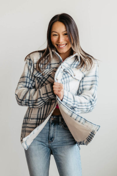 Thread & Supply Chandler Shacket for Women in Blue Plaid