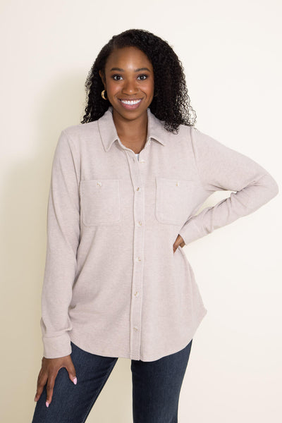 Thread & Supply Lewis Button Up Shirt for Women in Beige