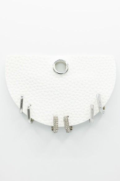 Three Pair Oval Huggie Earrings in Silver