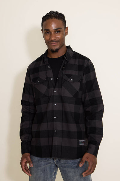 Troll Co. Everett Flannel Button Down Shirt for Men in Grey