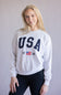 Reflex USA 1776 Flag Patch Embroidered Sweatshirt for Women - Ice Grey