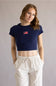 USA Flag Crop Top for Women in Navy