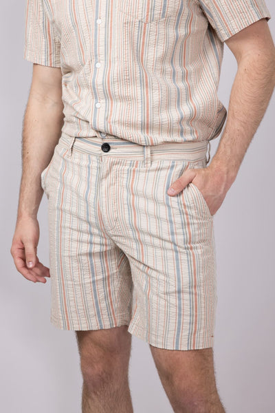 Union Paloma Seersucker 8” Shorts for Men in Cream