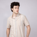 Union Valencia Seersucker Button Up Shirt for Men in Cream