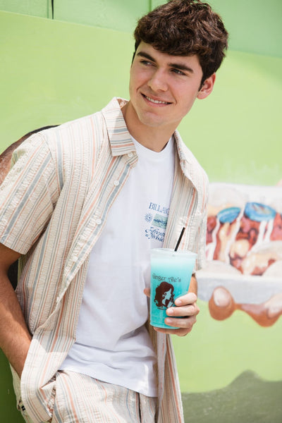 Union Valencia Seersucker Button Up Shirt for Men in Cream