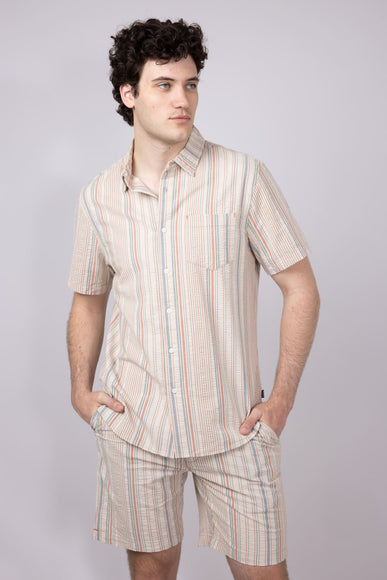 Union Valencia Seersucker Button Up Shirt for Men in Cream