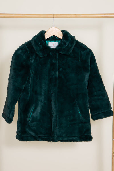 Youth Faux Fur Coat for Girls in Green
