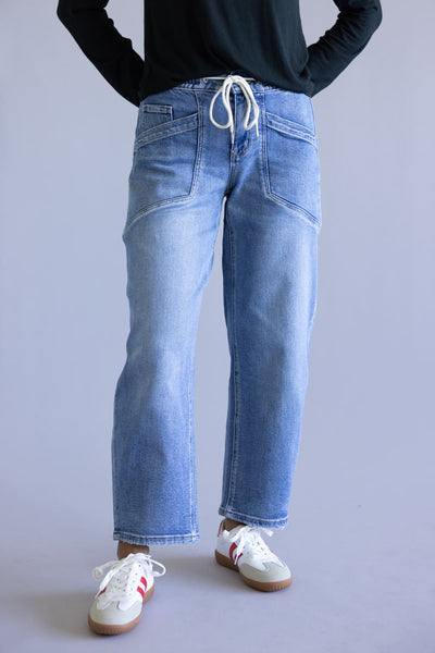 Vervet High Rise Wide Drawstring Barrel Jeans for Women