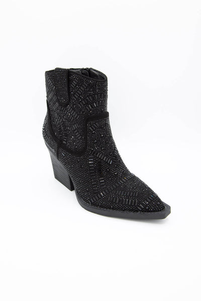 Very G Maze Stone Cowboy Booties for Women in Black