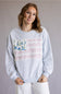 Vintage Havana Applique American Flag Sweatshirt for Women in Grey