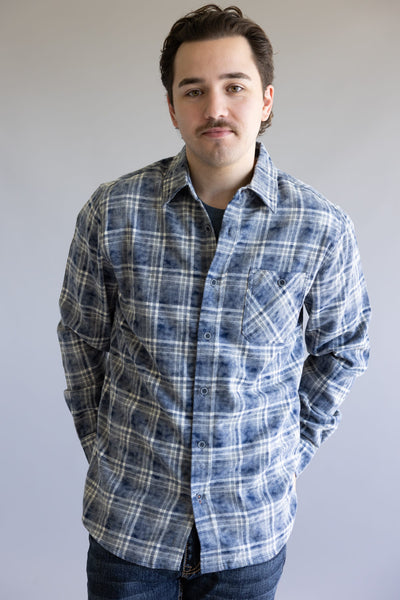 Weatherproof Vintage Chalk Flannel Shirt for Men in Sargasso Sea